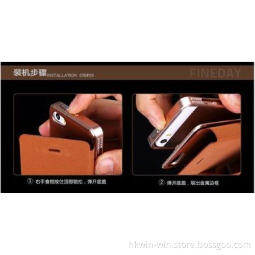 Luxury and High Quality Aluminum Metal Bumper Case for iPhone 5/5S, with Cow Leather Cover
